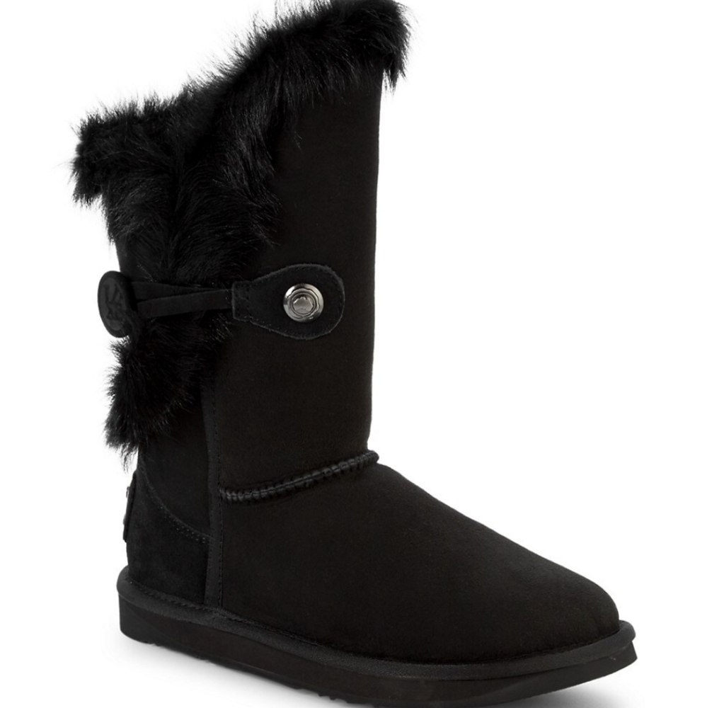 Australia Luxe Nordic Tuscany Boots Short Black Designer Suede Fur